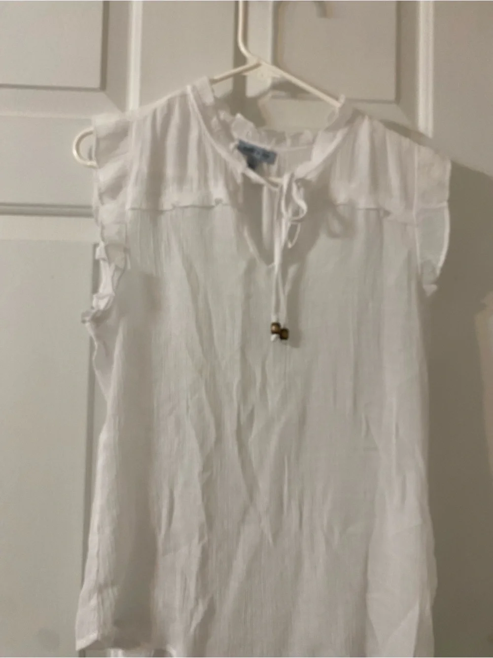 Women’s White Tie-Neck Sleeveless Top